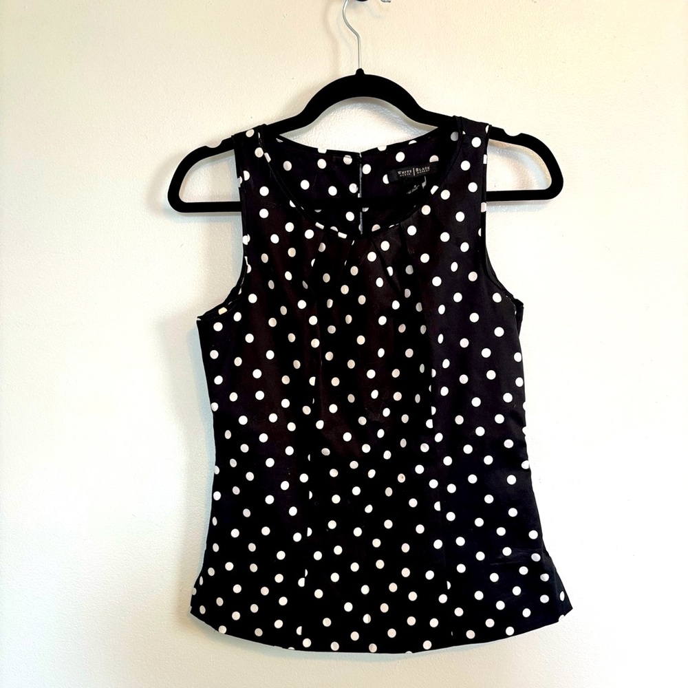 White House black market polkadot peplum sleeveless blouse